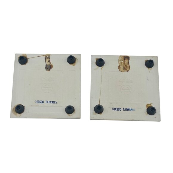 Vintage Jasco Taiwan Ceramic Tile Trivet Set of 2 Christmas Boy Girl Baking - Picture 2 of 9